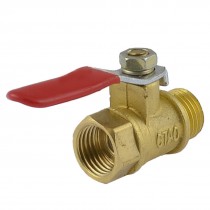 1/4" PT Male to Female Thread Red Lever Handle Full Port Brass Ball Valve