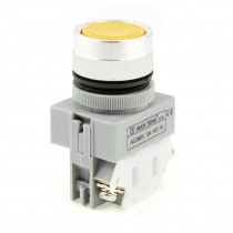Round Yellow Top 2 Pin Momentary 1NO 1NC Electric Push Button Switch AC380V 3A