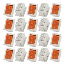20 Pcs AC 250V/125V 10A/6A 2 Pin KCD1 White Orange Button Boat Rocker Switch