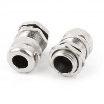 2 Pcs M14 Silver Tone Metal 4-8mm Dia Waterproof Cable Glands Connectors