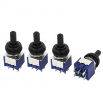 4pcs AC125V 6A on/off/on DPDT 6 Pins 3 Position Toggle Switch w Waterproof Cover