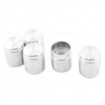 5 Pcs Silver Tone 14mm x 15mm CD Amplifier Aluminum Potentiometer Knobs Caps