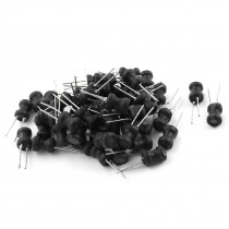50Pcs 4.7uH 150mA 6x8mm 10% Tolerance Shielded Radial Lead Inductor Black