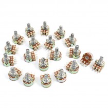 20 Pcs B500K Ohm 15mm Knurled Shaft Adjust Double Linear Potentiometers AC 250V
