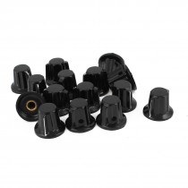 15PCS Volume Control Potentiometer Cap Knobs 6mm Hole 14mm Top Black