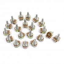20 Pcs B10K Ohm 20mm Knurled Shaft Adjust Double Linear Potentiometers AC250V