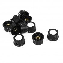 10pcs Black Plastic 6mm Female Threaded Screw Type Round Potentiometer Knob Cap