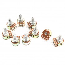10 Pcs B20K Ohm 15mm Knurled Shaft Adjust Double Linear Potentiometers AC250V