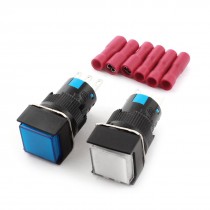 2pcs AC 250V 5A Momentary Square Push Button Switch w Female Connector