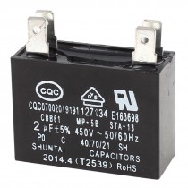 CBB61 2uF 5% Tolerance Air Conditioner Fan Motor Running Capacitor AC 450V