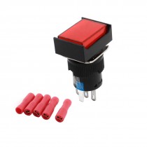 2pcs AC220V Red Light SPDT Self Locking Push Button Switch + Female Connectors