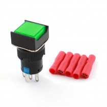 AC 220V SPDT Momemtary Square Head Pushbutton Switch 16mm w Compatible Terminals