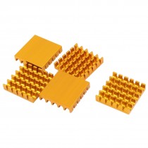 5 x Gold Tone Aluminum Radiator Heat Sink Heatsink 22mm x 22mm x 5mm