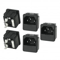 5 Pcs Panel Mounted 3 Pin C14 Inlet Male Power Plug 10A AC 250V