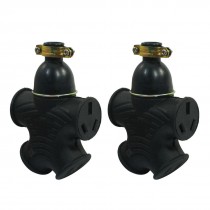 2pcs 2Pin US 3P AU Plug Socket 4 Outlet Power Strip Adapter Converter Black 250V