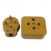 Yellow Round Pin Three 3 Phase Four 4 Wire Industrial Socket Plug Set 16A 440VAC