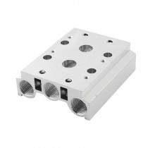 1 4PT Thread Tube Hole Aluminum 2 Row Manifold Solenoid Air Pilot Valve Base