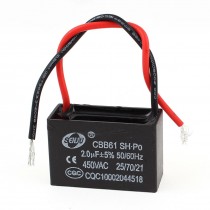 CBB61 2-Wires Polypropylene Film Motor Run Capacitor AC 450V 2uF