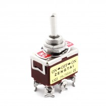 12mm Thread DPDT 6 Screw Terminal ON/OFF/ON Toggle Switch AC 250V 15A