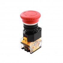 AC415V 10A 1 N/O N/C Red Rotary Locking Mushroom Head Push Button Switch