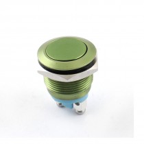 AC250V 5A 19mm Thread SPST Momentary Control Green Metal Pushbutton Switch