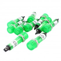 DC 24V Green Light Signal Indicator Lamp Bulb 2 Pin Terminal Solder 10pcs
