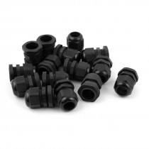 15 Pcs PG19 12mm to 15mm Waterproof Connector Adapter Plastic Cable Glands Black