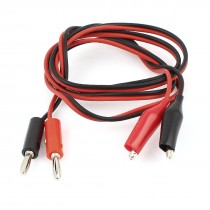 Dual Alligator Clip to 2 Banana Male Plug Test Lead Cable Black Red