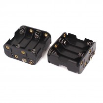 2pcs 8 x AA 2-Side Battery Case Holder Box Storage w 12V Snap Connector