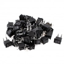 AC 250V 6A AC 125V 10A 4 Terminal DPST 2 Positions Rocker Switch Black 50 Pieces
