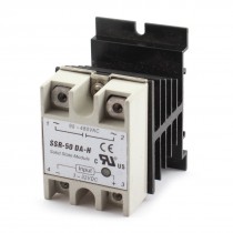 AC3-32V to AC90-580V 50A 4 Screw Terminal Solid State Relay w Heat Sink