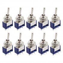 AC125V 6A SPDT 3 Terminals Self Locking On-Off-On Rocker Toggle Switch 10 Pieces