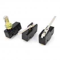 3 Pcs Long Hinge Lever Actuator Momentary Micro Switch Black AC 250V 15A