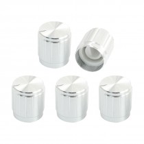 5Pcs Adjustable Turn Rotary Knob Silver Tone for 5.5mm D Shaft Potentiometer