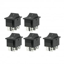 5 Pcs DPDT Black 4 Pins On/Off/On Rocker Switch AC 250V 15A 125V 20A