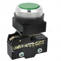 AC 300V 10A SPST 33mm Thread Momentary Green Push Button Micro Switch