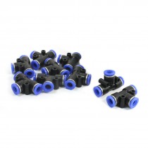 10 Pcs Equal 8mm 3 Ways T Shape Plastic Pneumatic Push in Fittings Quick Joints