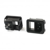 2Pcs Clamp Type 10A 250V 3P IEC 320 C14 AC Inlet Socket + Switch Holder