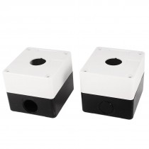 2Pcs 22mm Hole Dia Push Button Control Station Container Black White