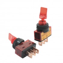 2Pcs DC12V 20A SPST Red Lamp 12mm Mounting Thread Dia Toggle Switch