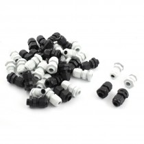 40 x M12 Locknut Thread Type Black White Plastic Waterproof Cable Gland 3-6.5mm
