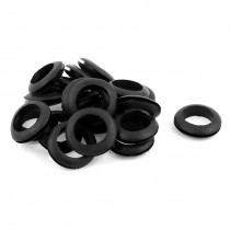 20 x Black Rubber 25mm Open Hole Ring Dual Side Cable Wiring Grommet