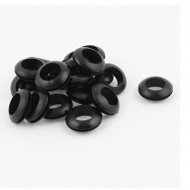 20 x Black Rubber 16mm Open Hole Ring Dual Side Cable Wiring Grommet