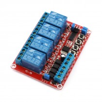 Red 4-Channel Self-locking Trigger Relay Circuit Board Module DC 12V