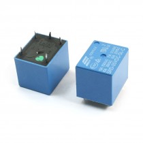 2Pcs DC 5V Coil Voltage SPDT 5Pin Blue Plastic Electromagnetic Power Relay