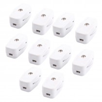 10 Pcs ON/OFF White Christmas Lamp Cord Switch AC 125V 3A TS-09B