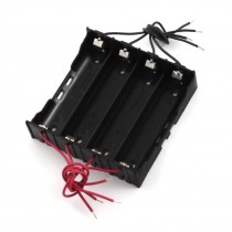 Rectangle Black Plastic 8-Wire 4 x 3.7V 18650 Battery Holder Container