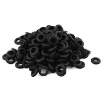 200 x Black Rubber 14mm Open Hole Ring Dual Side Cable Wiring Grommet