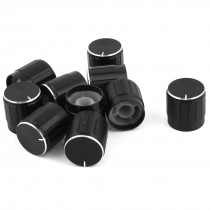 10 x Black Silver Tone Plastic Potentiometer Rotary Control Knobs Caps 15x17mm