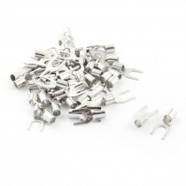 50pcs SNB5.5-5 Fork Type Non-Insulated Spade Cable Terminals for AWG 12-10